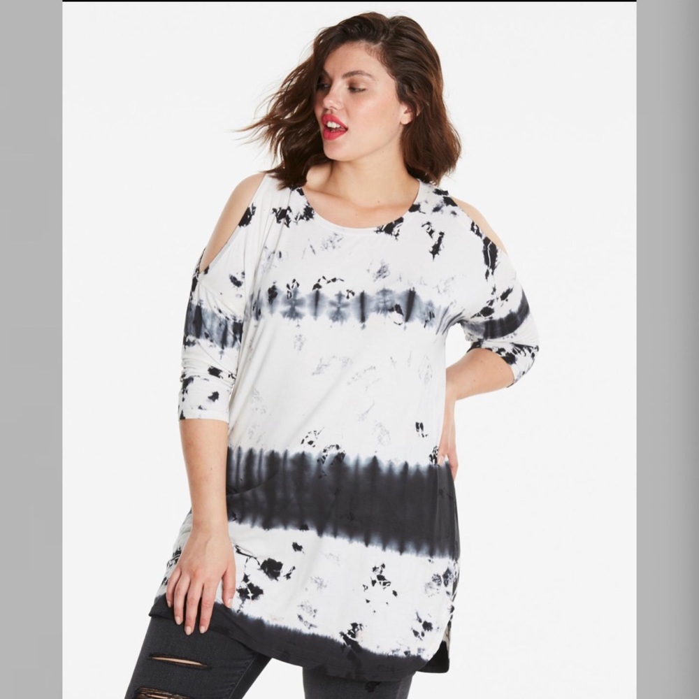 COLD SHOULDER TIE DYE TUNIC
